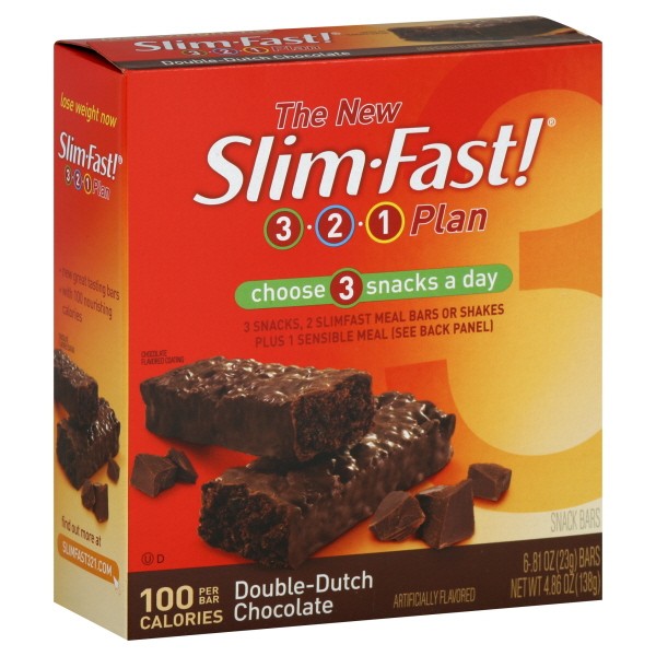 Slim Fast 3-2-1 Plan 100 Calorie Snack Bars Double Dutch Chocolate - 6 ct