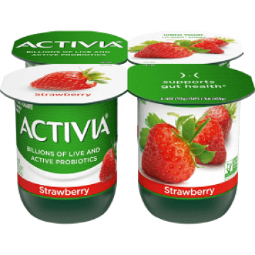 Dannon Activia Lowfat Probiotic Yogurt Strawberry  - 4 ct