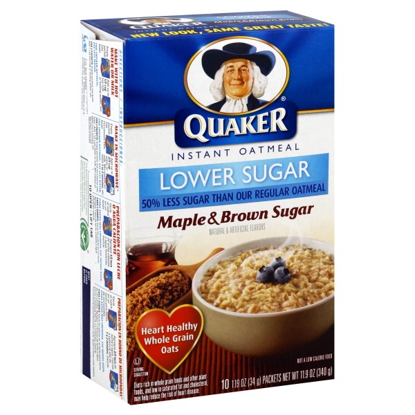 Quaker Instant Oatmeal Maple & Brown Sugar Lower Sugar - 10 ct