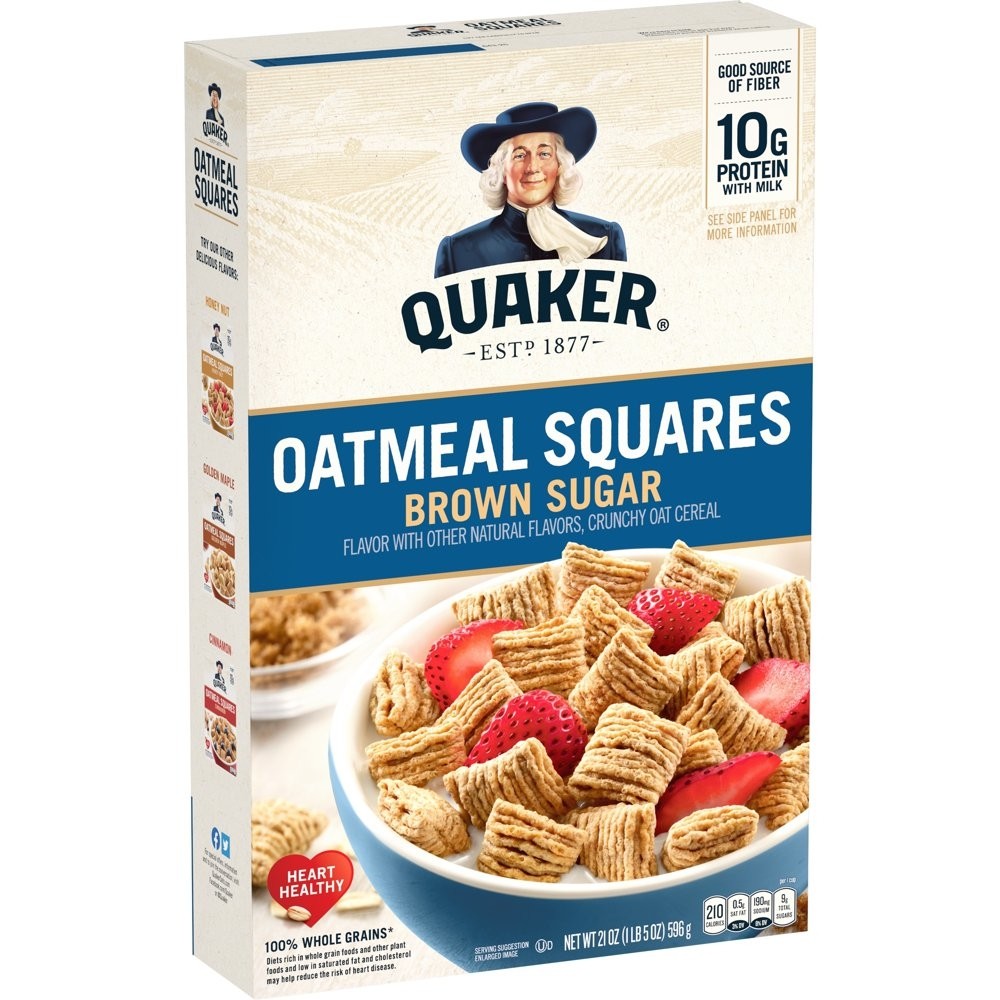 Quaker Essentials Toasted Oatmeal Squares Cereal Brown Sugar