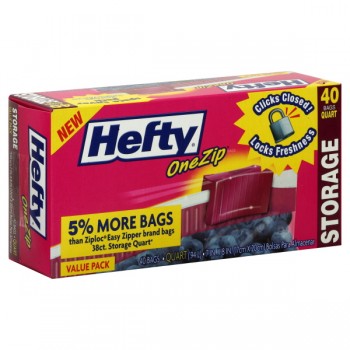Hefty One Zip Storage Bags Quart