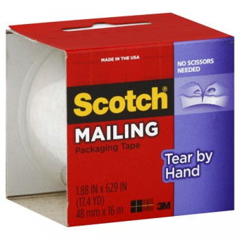3M Scotch Packaging Tape Tear-By-Hand 1.88 X 629 Inch