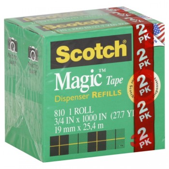 3M Scotch Magic Tape Dispenser Refill .75 X 1000 Inch ea - 2 pk
