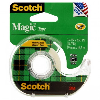 3M Scotch Magic Tape Matte Finish with Dispenser .75 X 650 Inch
