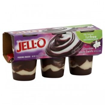 Jell-O Pudding Cups Fat Free Chocolate Vanilla Swirls - 6 ct