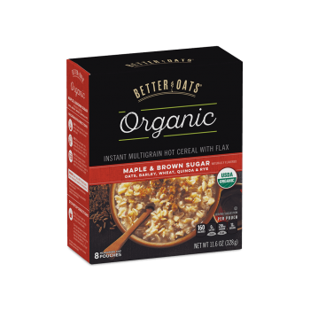 Better Oats Organic Instant Multigrain Hot Oatmeal with Flax Seeds - Maple & Brown Sugar - 8 ct.